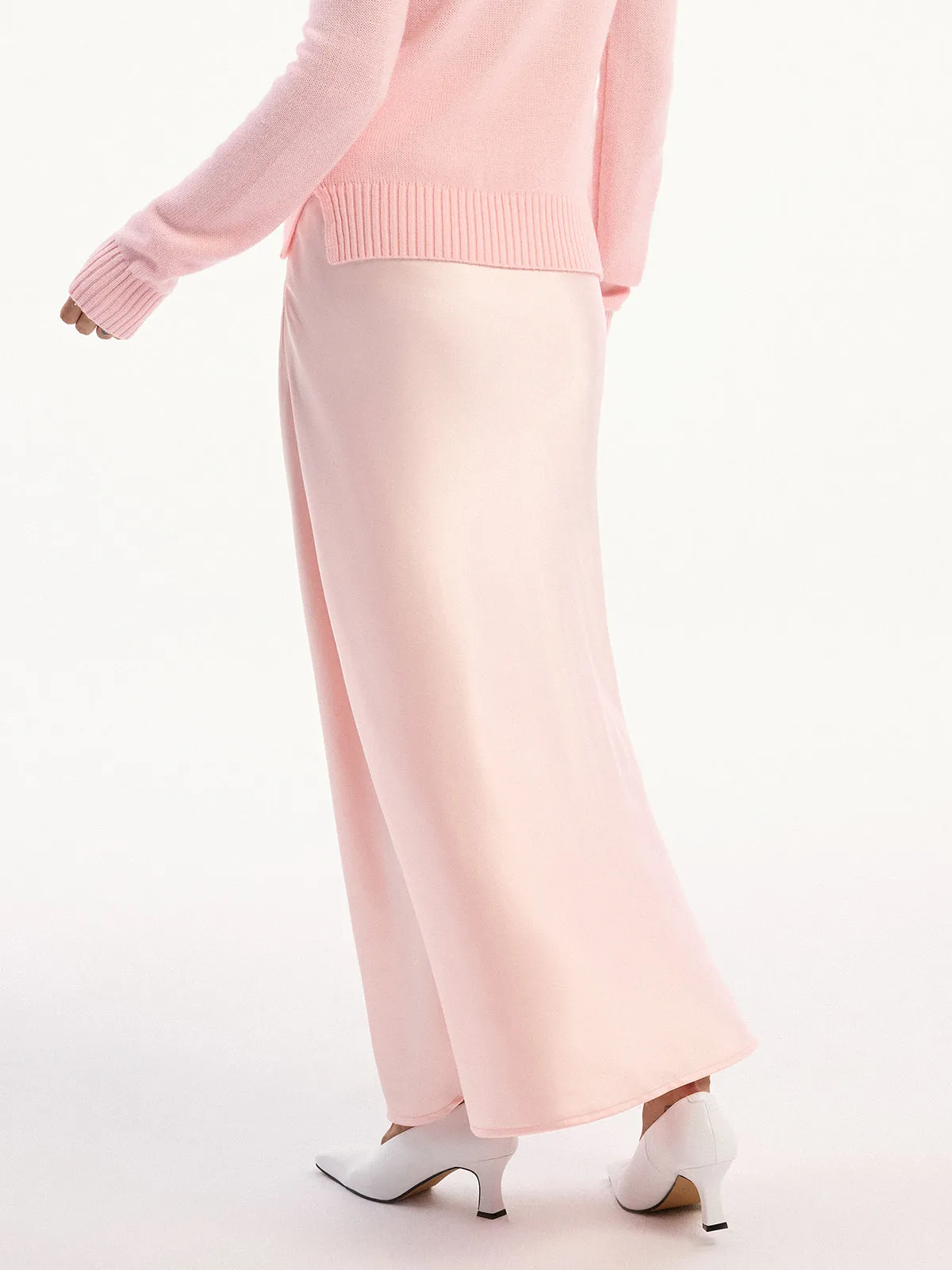 High-Waist Satin Maxi Skirt sold by COMMENSE product image thumbnail 5