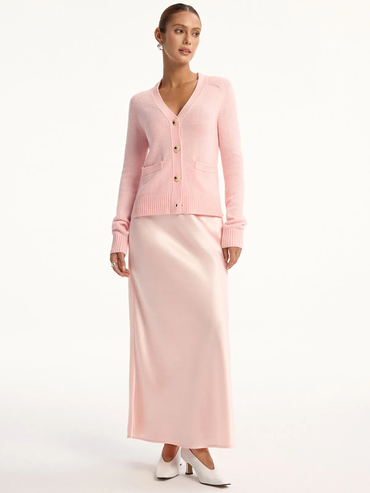 High-Waist Satin Maxi Skirt sold by COMMENSE product image thumbnail 3