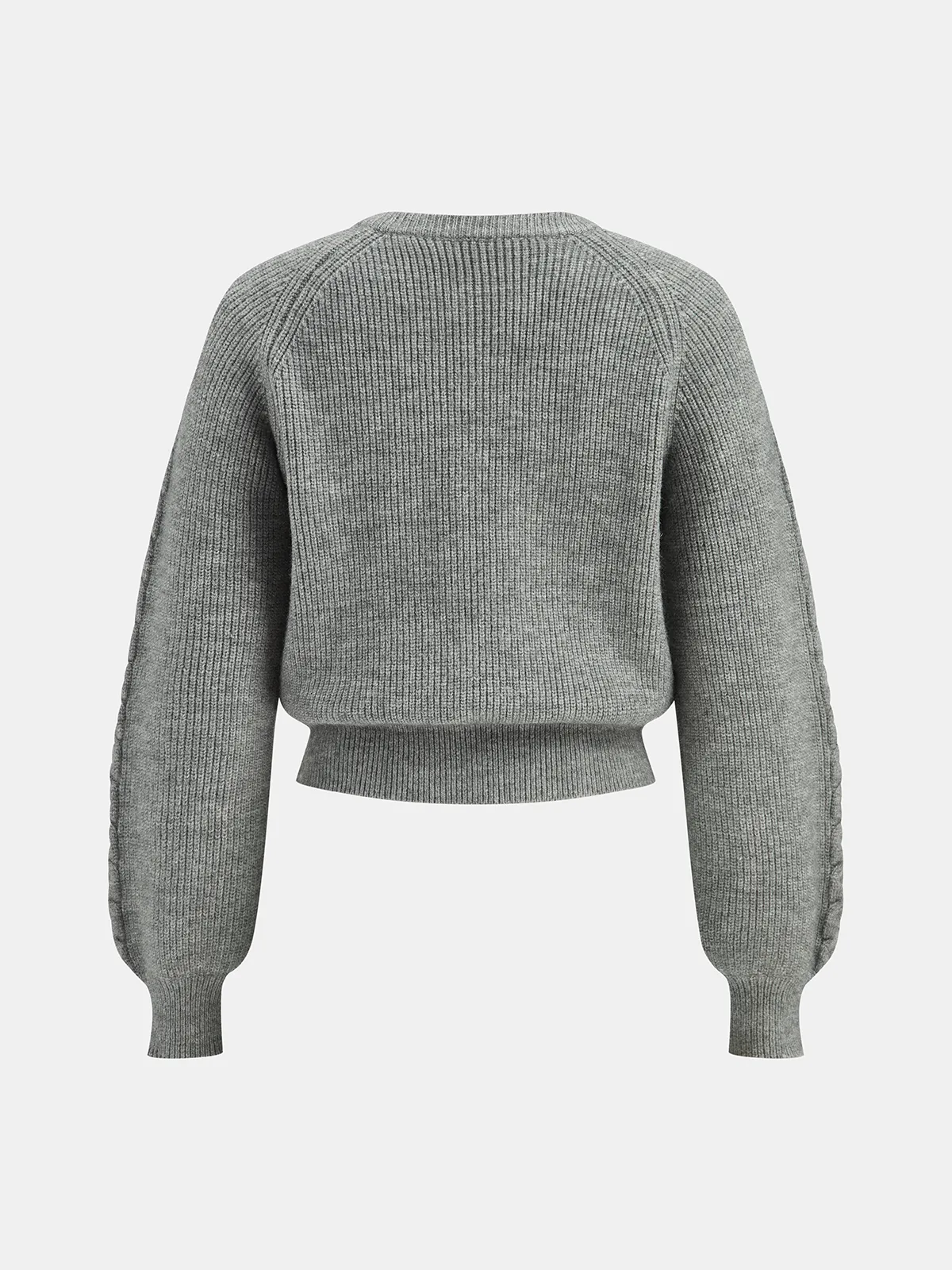 Cable Knit V-neck Puff Sleeve Sweater sold by COMMENSE product image thumbnail 2