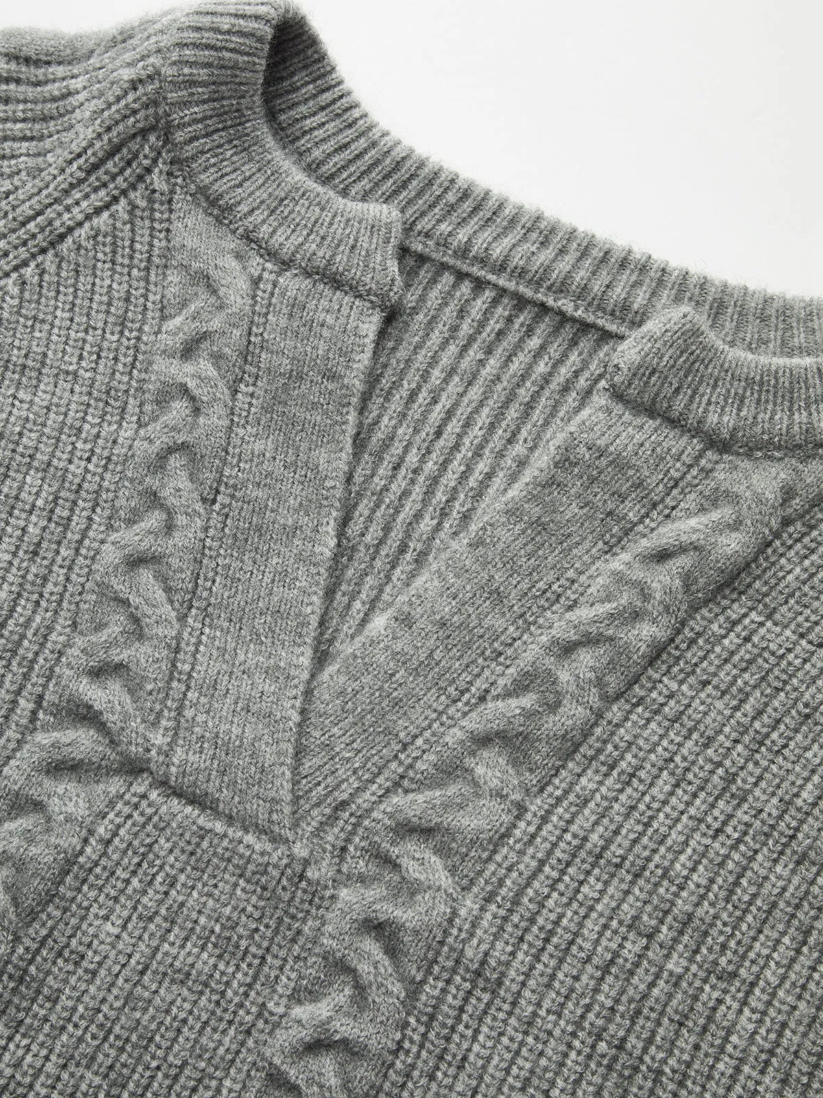 Cable Knit V-neck Puff Sleeve Sweater sold by COMMENSE product image thumbnail 3