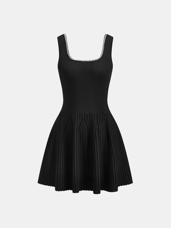 Rhinestone-Embellished Slim Fit Mini Dress sold by COMMENSE