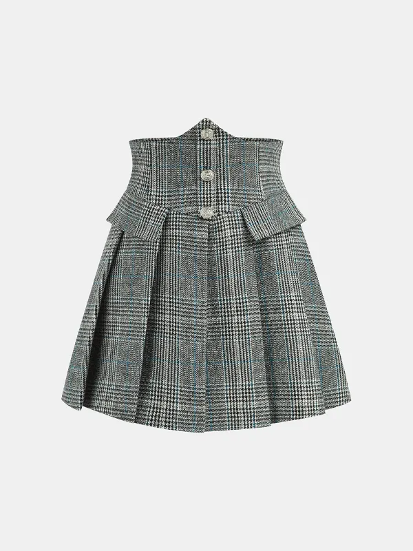 Plaid Pleated High-Waist Mini Skirt sold by COMMENSE