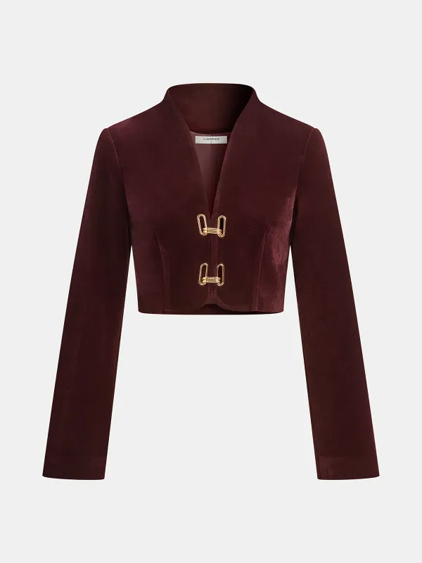 Metal Buckle Corduroy Stand Collar Jacket sold by COMMENSE