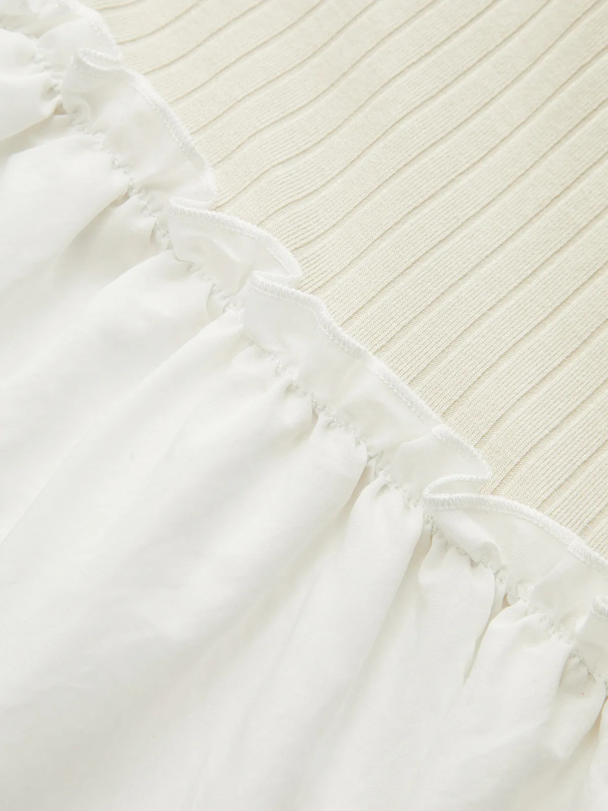 Bell Sleeve Contrast Panel Ribbed Maxi Dress sold by COMMENSE product image thumbnail 4