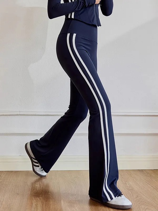 Slim Fit Side Striped High-Waist Pants sold by COMMENSE
