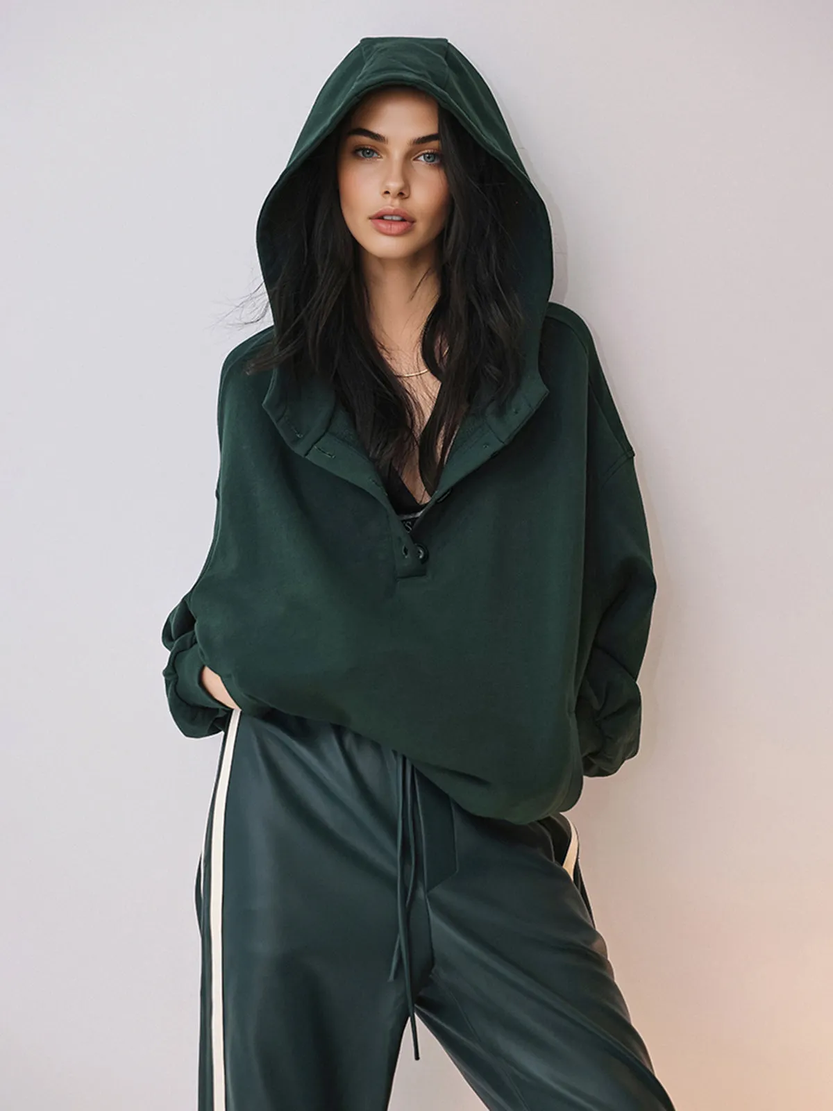 Oversized Buttoned Hoodie sold by COMMENSE product image thumbnail 4