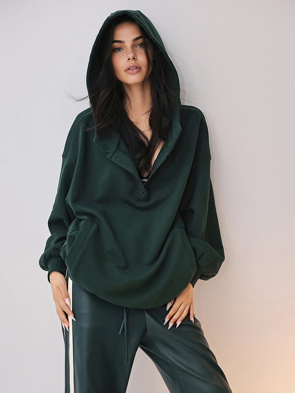 Oversized Buttoned Hoodie sold by COMMENSE