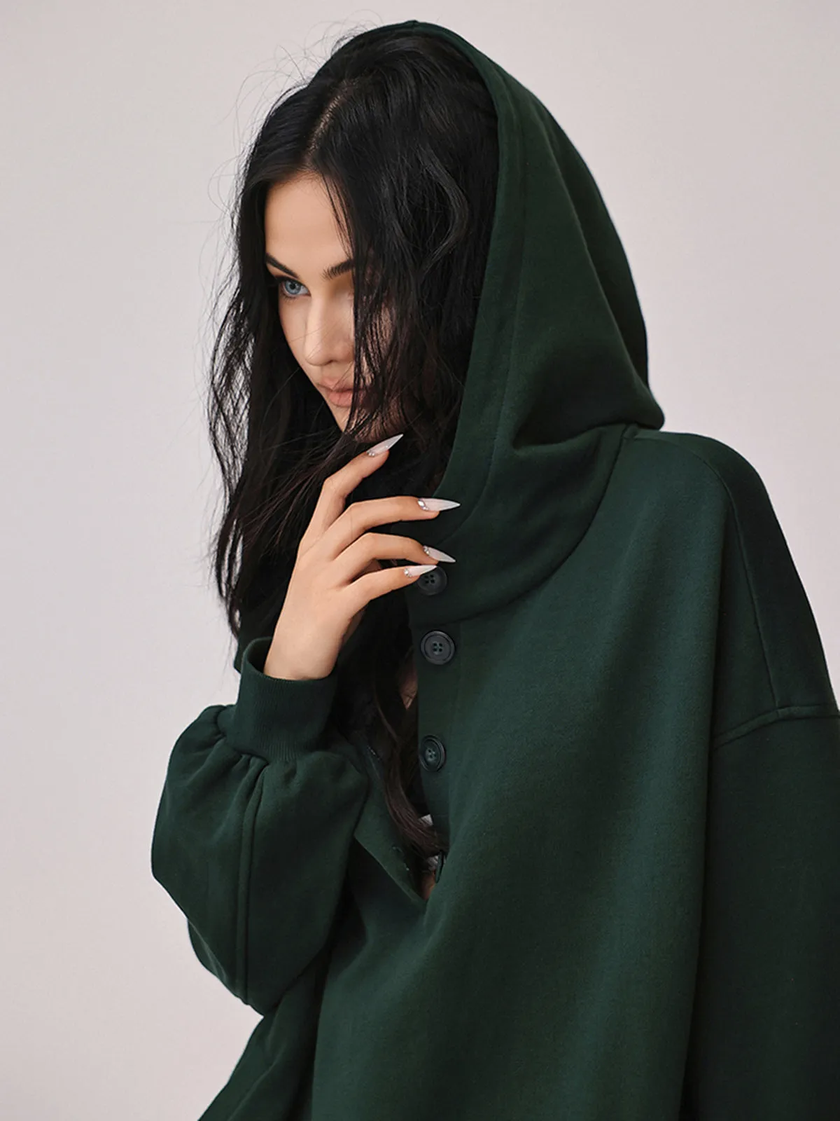 Oversized Buttoned Hoodie sold by COMMENSE product image thumbnail 5