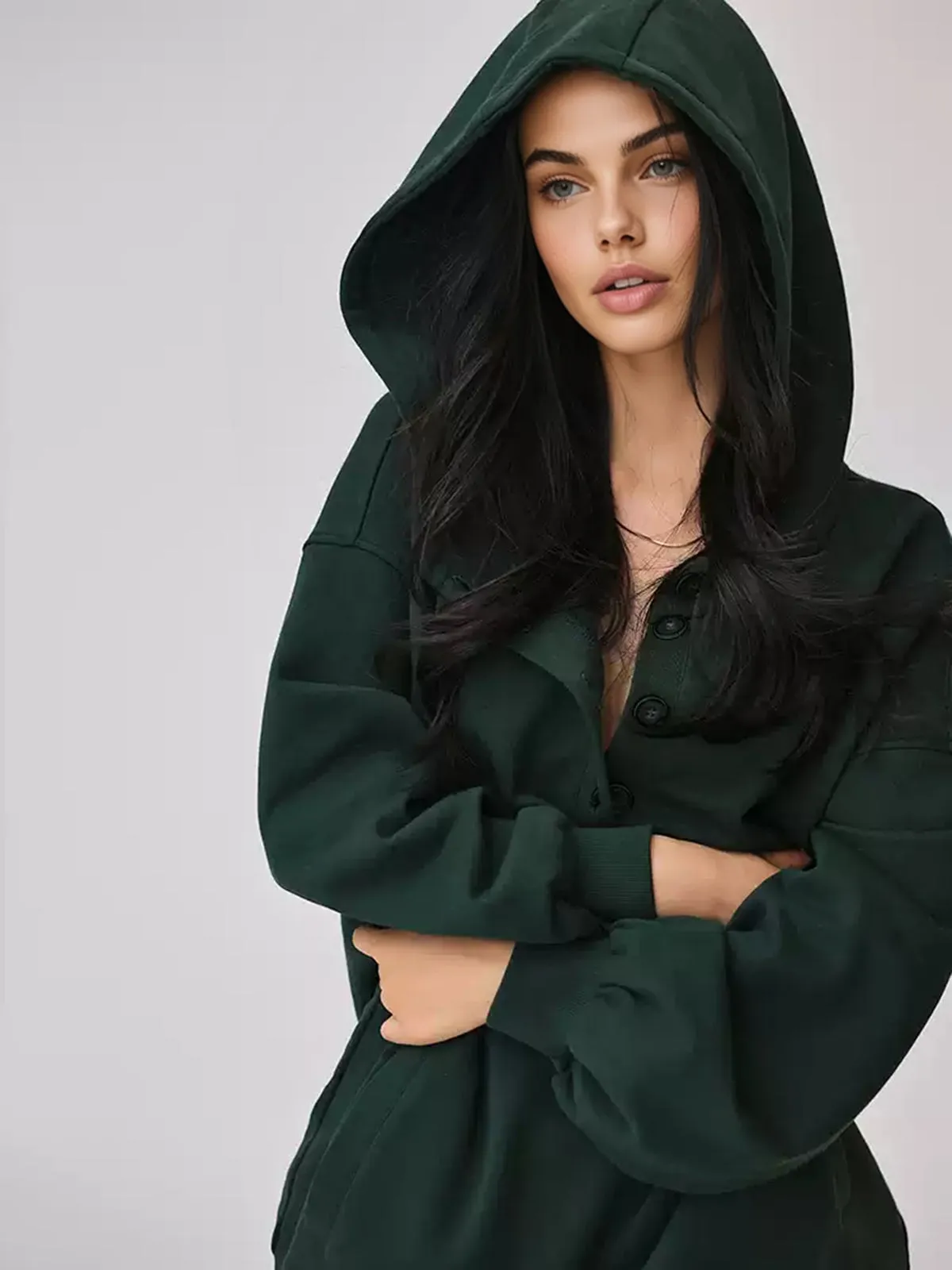 Oversized Buttoned Hoodie sold by COMMENSE product image thumbnail 2