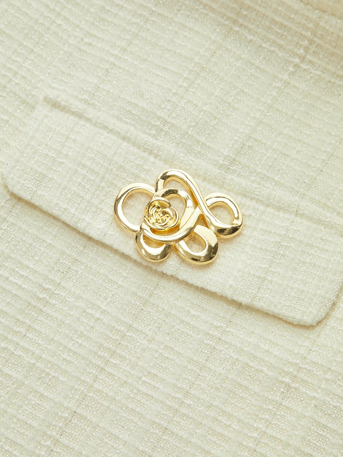 Metal Detail Tweed Belted Mini Dress sold by COMMENSE product image thumbnail 3