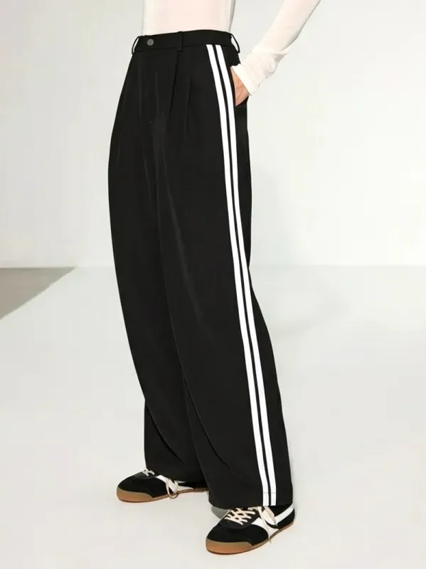 Casual Side Stripe Wide-Leg Pants sold by COMMENSE