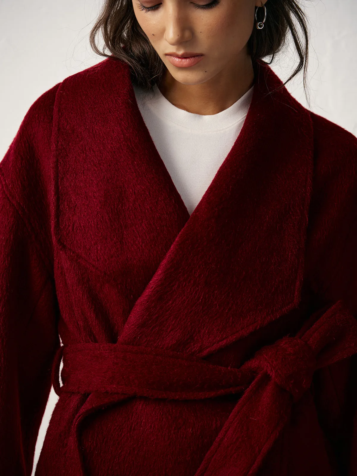 Wool Blend Belted Wrap Coat sold by COMMENSE product image thumbnail 3