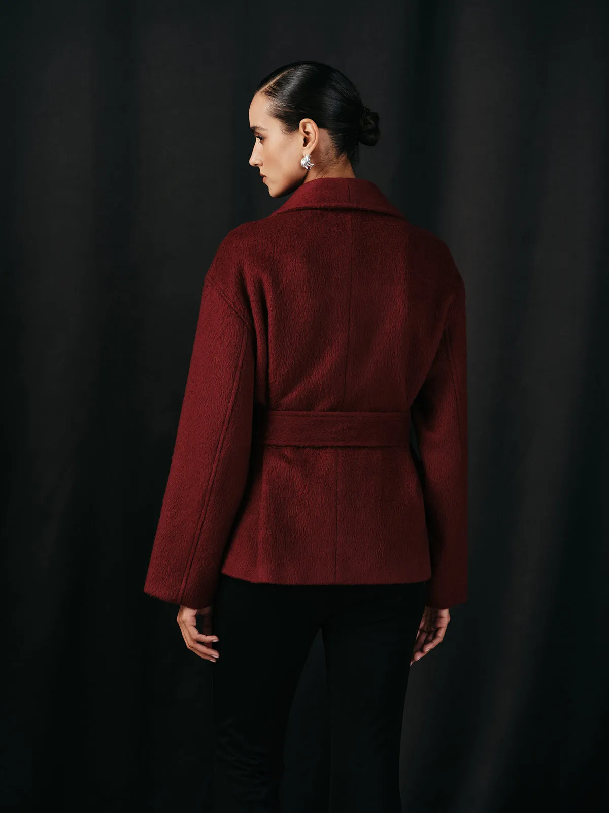 Wool Blend Belted Wrap Coat sold by COMMENSE product image thumbnail 5