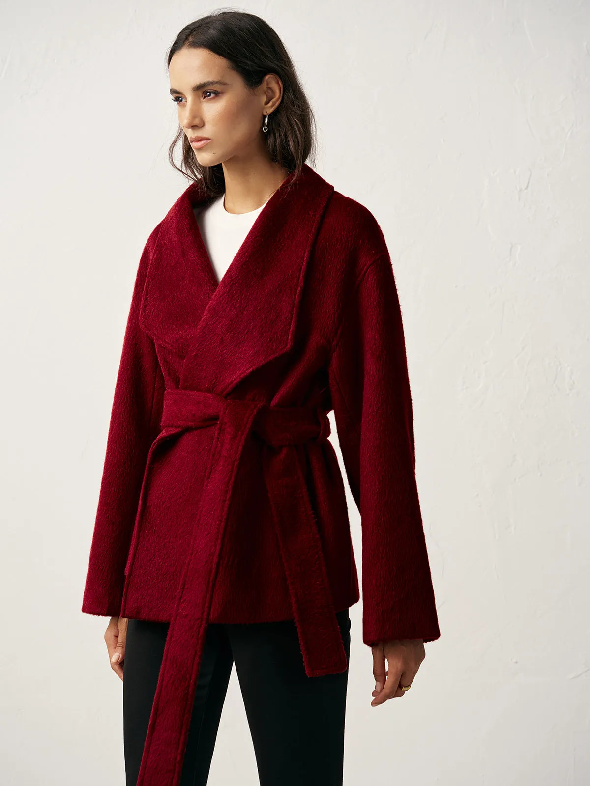 Wool Blend Belted Wrap Coat sold by COMMENSE product image thumbnail 2