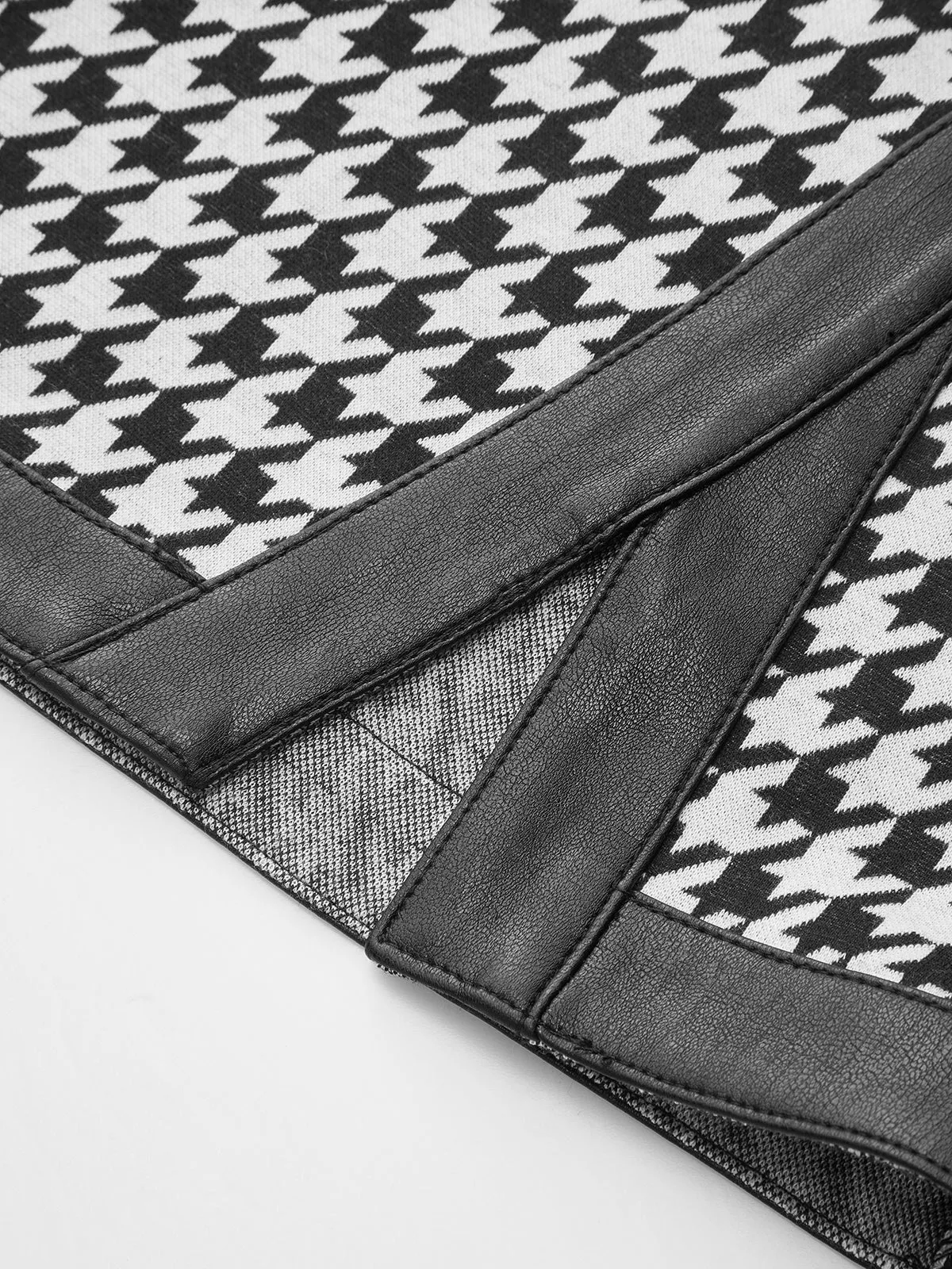 Houndstooth Paneled Knit Mini Skirt sold by COMMENSE product image thumbnail 4