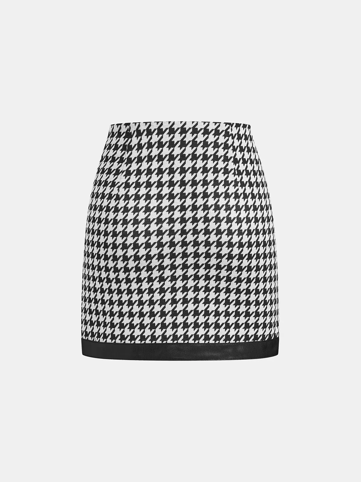 Houndstooth Paneled Knit Mini Skirt sold by COMMENSE product image thumbnail 2