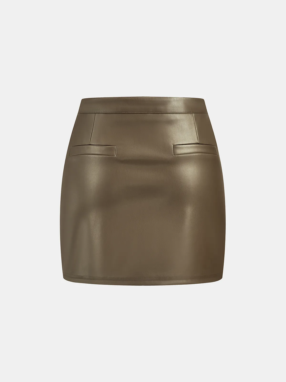 Metal Buckle Faux Leather Mini Skirt sold by COMMENSE product image thumbnail 2