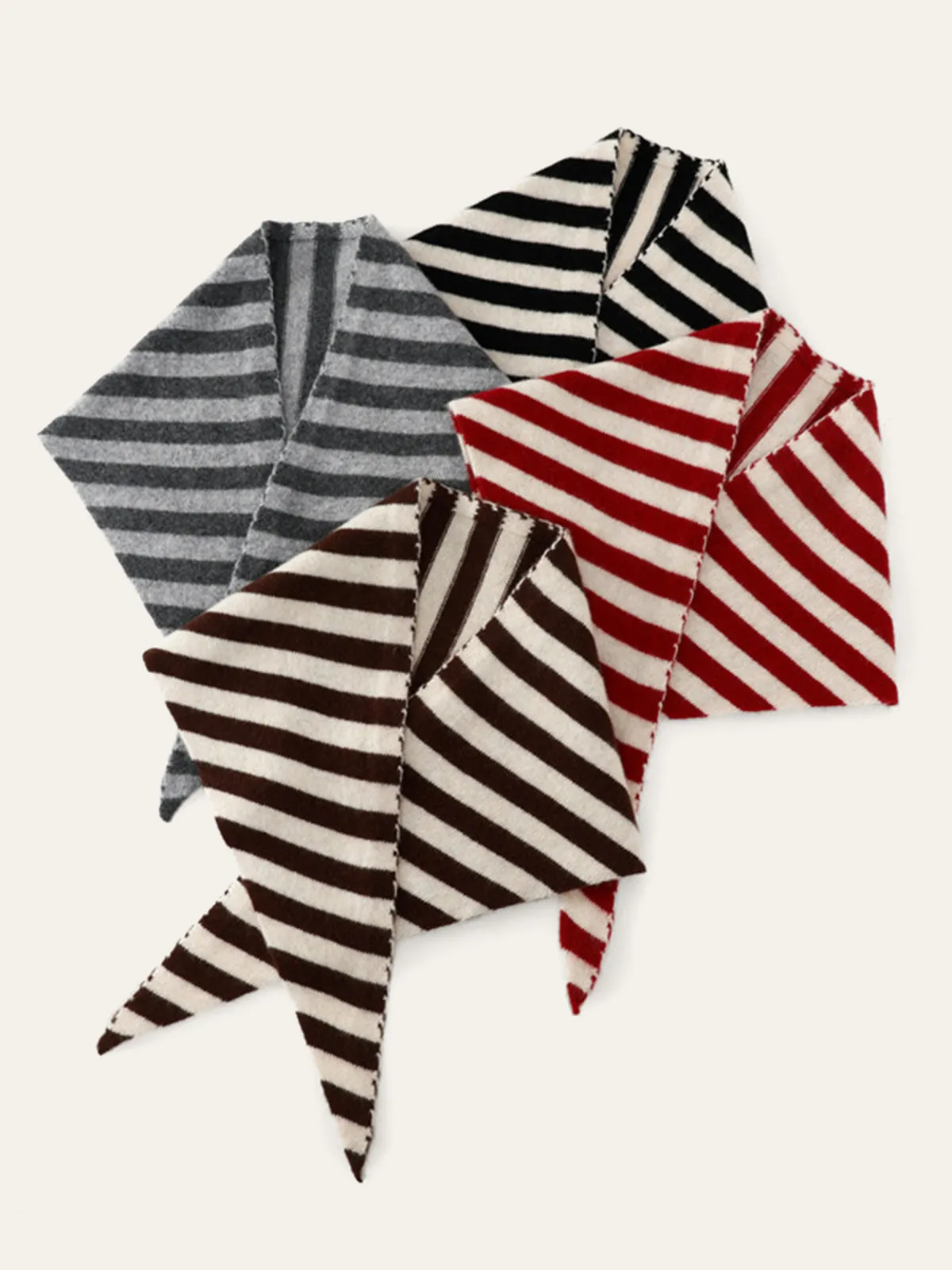 Wool Striped Triangular Scarf sold by COMMENSE product image thumbnail 3