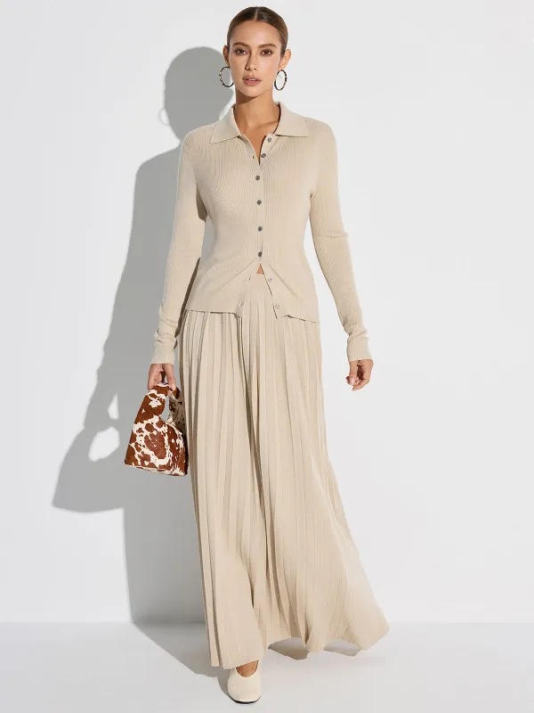 Pleated Wool Blend Sweater Skirt sold by COMMENSE
