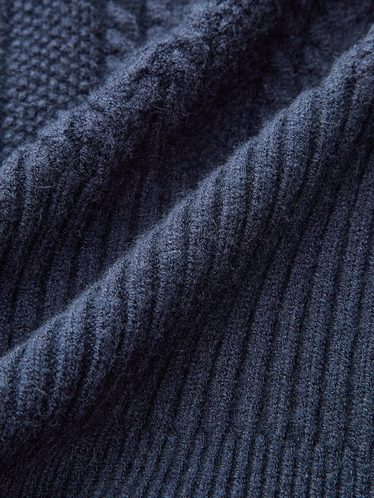 Denim Collar Cable Knit Button-Front Peplum Cardigan sold by COMMENSE product image thumbnail 4