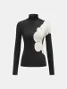 Floral Print Mock Neck Blouse sold by COMMENSE