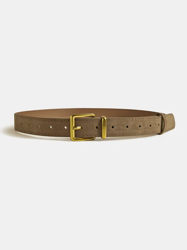 Golden Buckle Suede Belt sold by COMMENSE