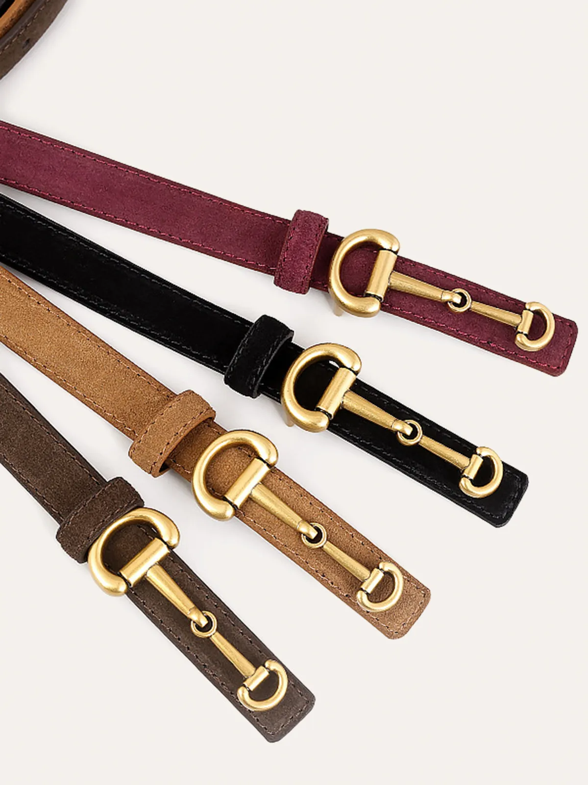 Horsebit Buckle Suede Effect Thin Belt sold by COMMENSE product image thumbnail 4