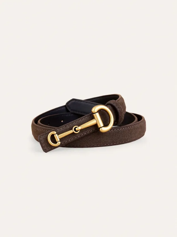 Horsebit Buckle Suede Thin Belt sold by COMMENSE