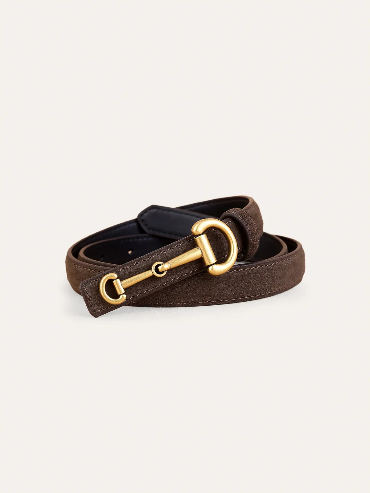 Horsebit Buckle Suede Effect Thin Belt sold by COMMENSE