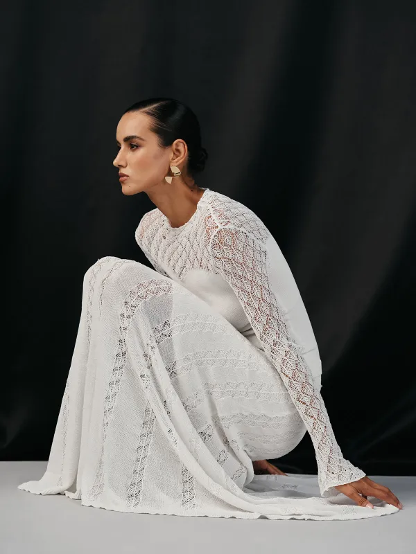 Lace Paneled Long Sleeve Knit Top sold by COMMENSE