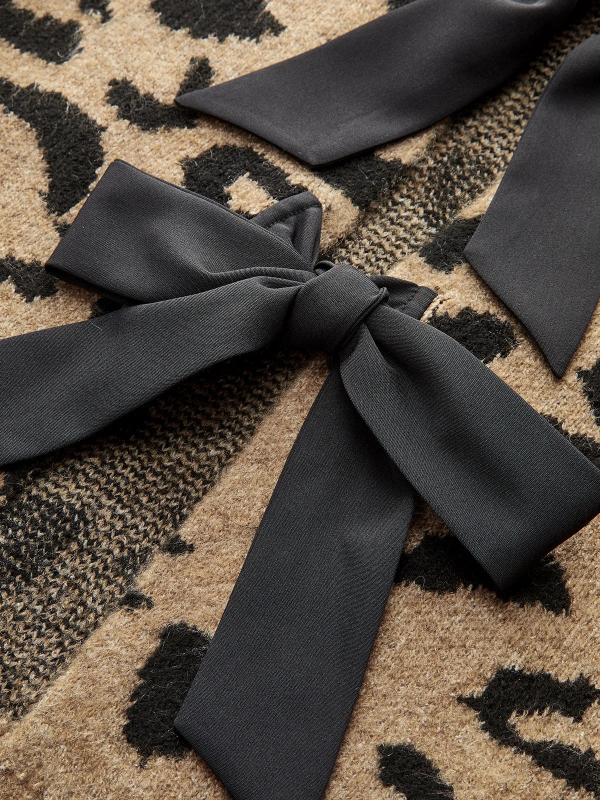 Leopard Bow Tie Knit Top sold by COMMENSE product image thumbnail 2