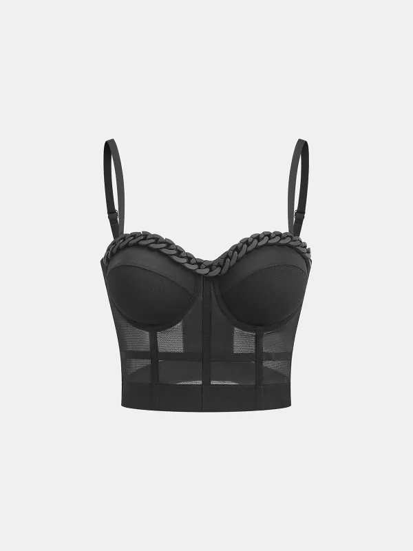 Chain Strap Boned Corset Top sold by COMMENSE