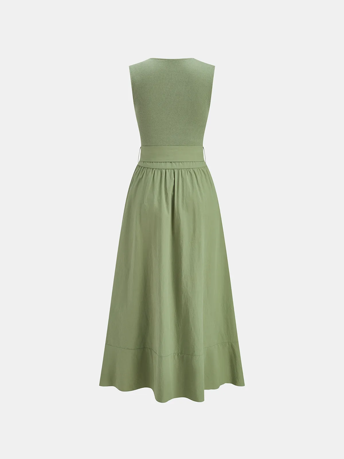 Cotton Blend Ruffled Belted Sleeveless Maxi Dress sold by COMMENSE product image thumbnail 2