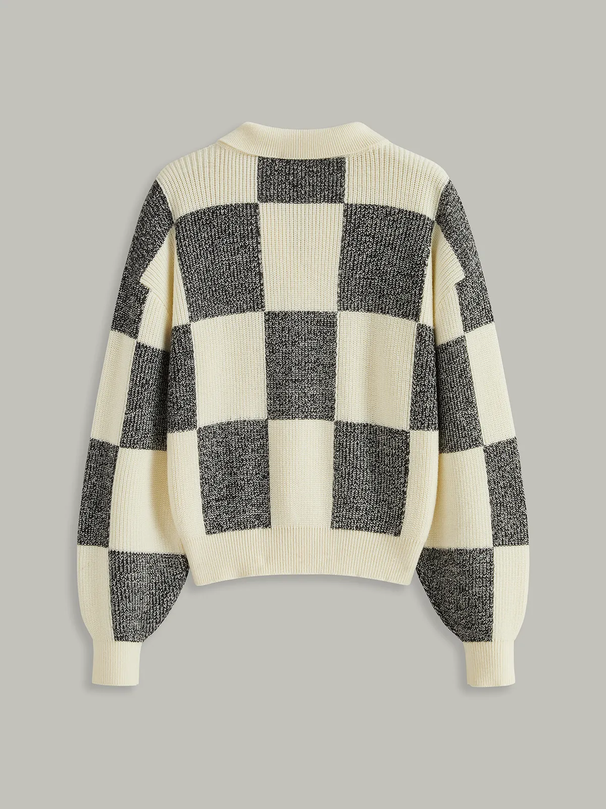 Checkered Wool Blend Polo Knit Top sold by COMMENSE product image thumbnail 2