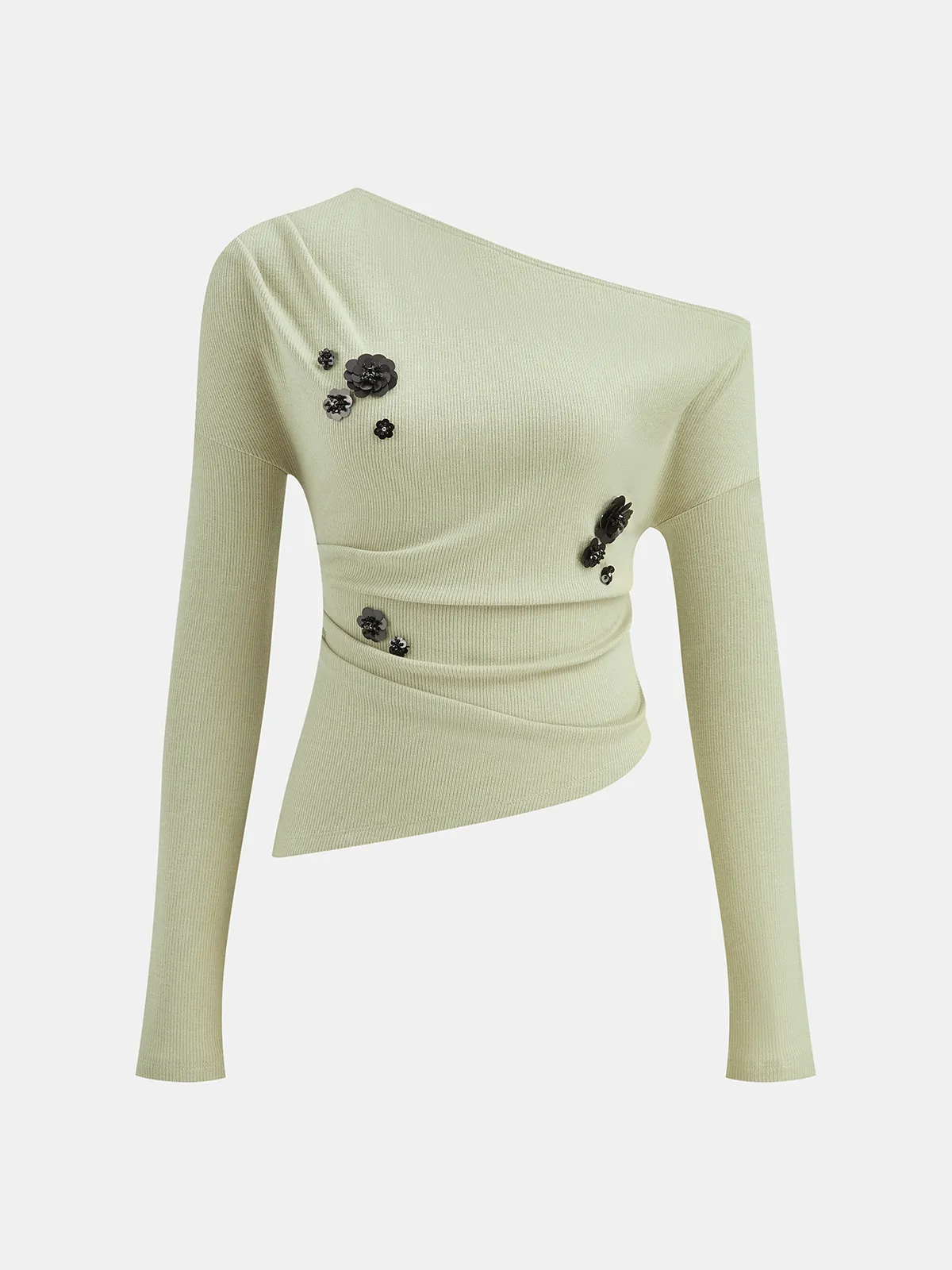 Sequin Flower One-Shoulder Knit Top and Skirt Set sold by COMMENSE product image thumbnail 2