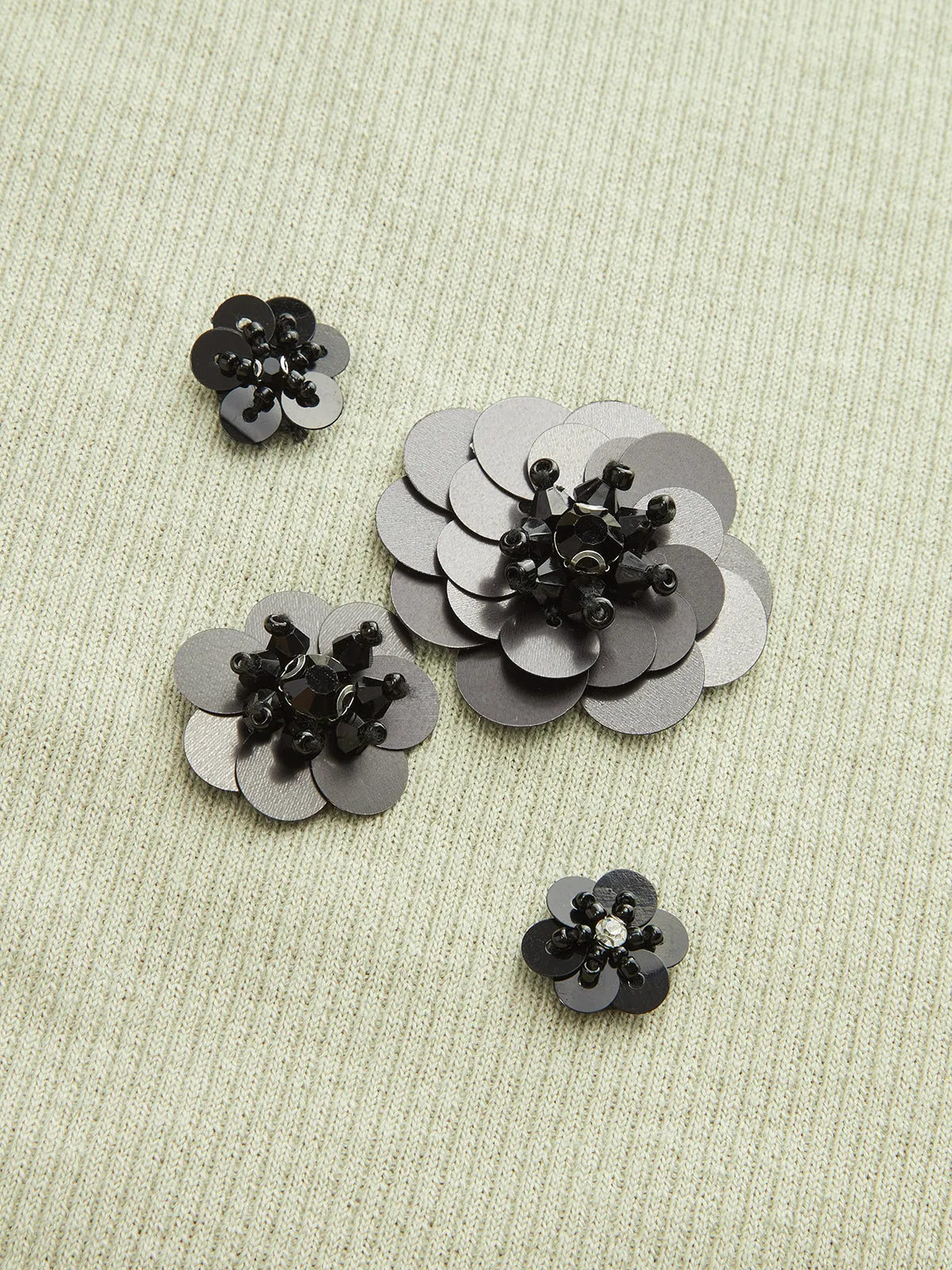 Sequin Flower One-Shoulder Knit Top and Skirt Set sold by COMMENSE product image thumbnail 4