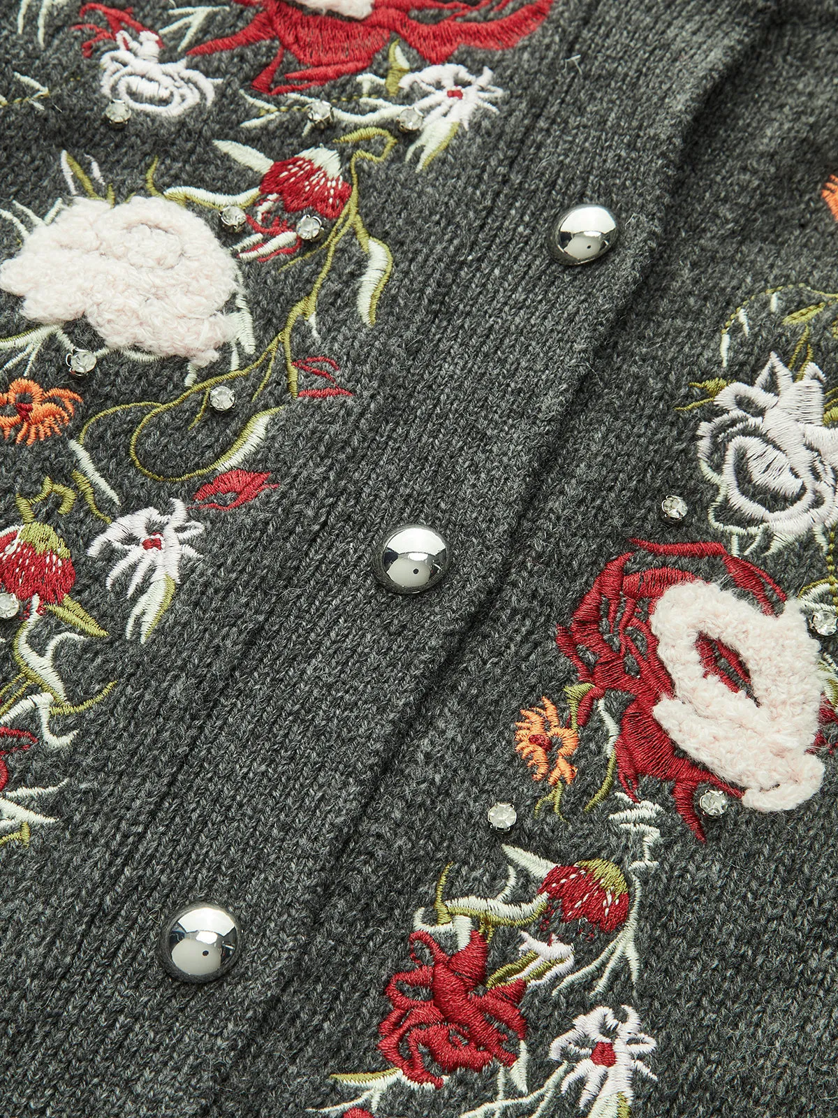 Floral Embroidery Wool Blend Cardigan sold by COMMENSE product image thumbnail 2