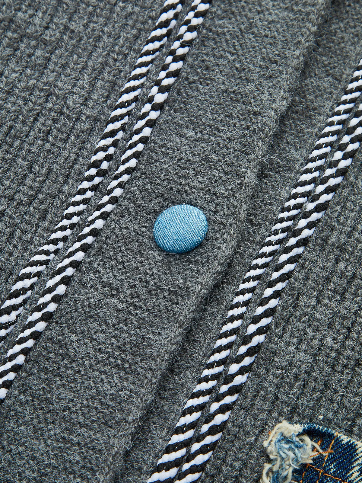Contrast Trim Denim Panel Cardigan sold by COMMENSE product image thumbnail 4