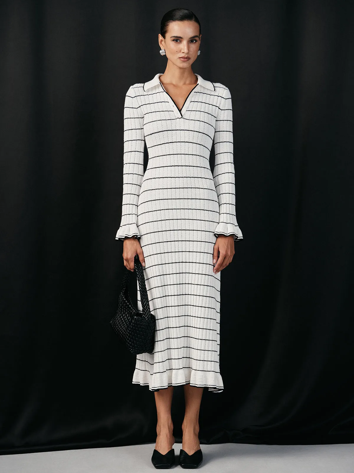 Sailor-stripe Stretch-knit Midi Dress sold by COMMENSE product image thumbnail 4