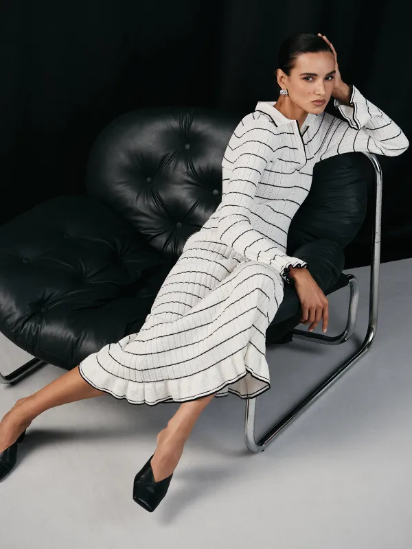 Sailor-stripe Stretch-knit Midi Dress sold by COMMENSE