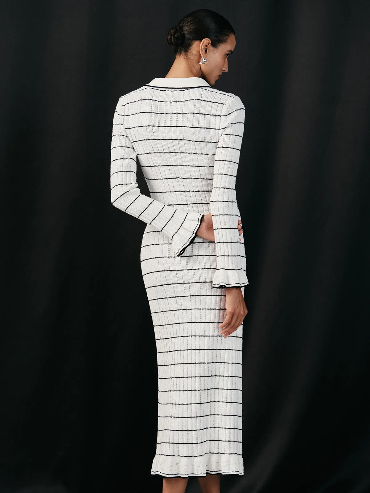 Sailor-stripe Stretch-knit Midi Dress sold by COMMENSE product image thumbnail 5