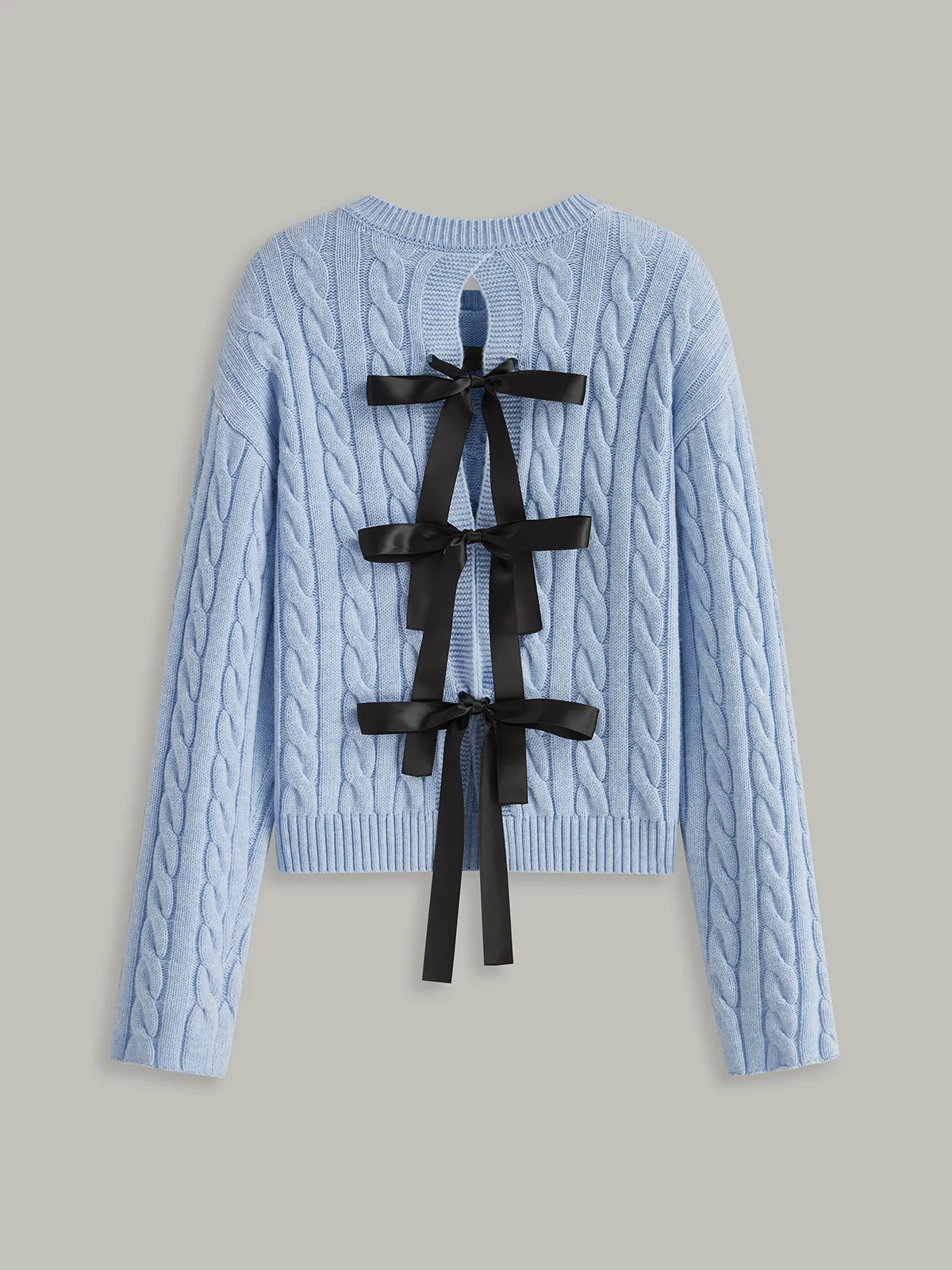 Cable Knit Tie Detail Sweater sold by COMMENSE