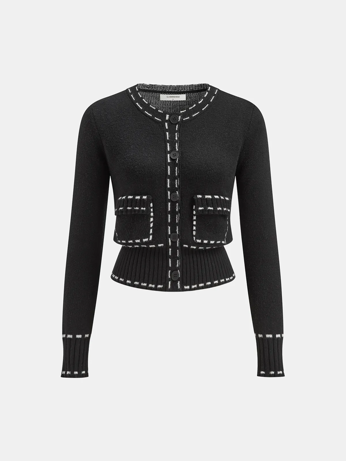 Contrast Trim Cardigan sold by COMMENSE