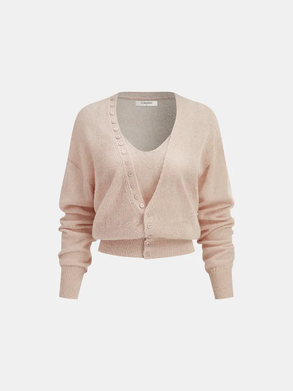 Wool Blend Cropped Cardigan & Top Set sold by COMMENSE