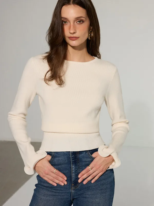 Ruffle Sleeve Sweater sold by COMMENSE