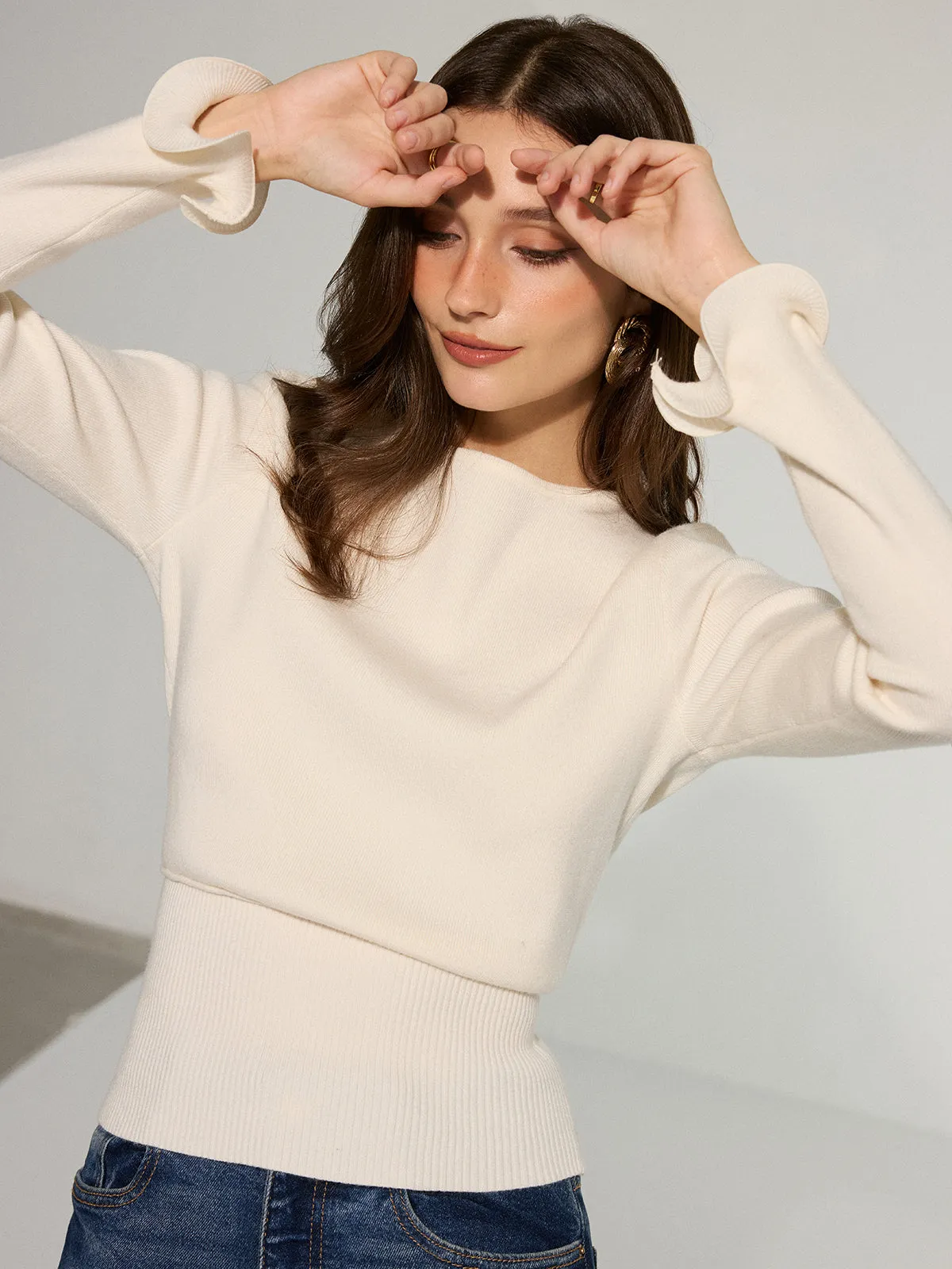 Ruffle Sleeve Sweater sold by COMMENSE product image thumbnail 5