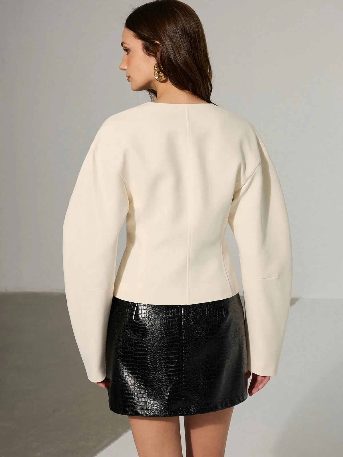 Drop-Shoulder V-Neck Blazer sold by COMMENSE product image thumbnail 5