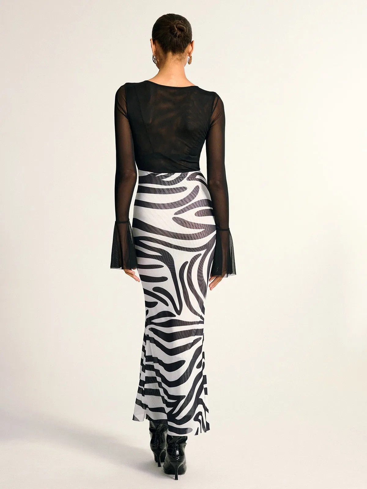 Zebra Print Mesh Maxi Dress sold by COMMENSE product image thumbnail 5