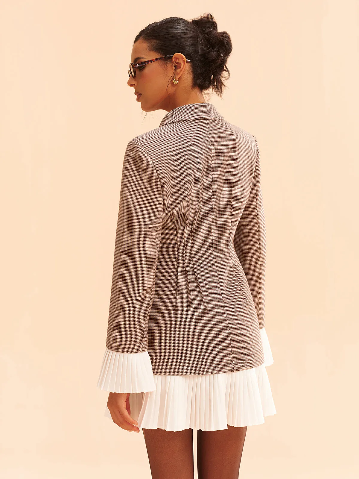 Pleated Hem Panel Houndstooth Blazer Dress sold by COMMENSE product image thumbnail 5
