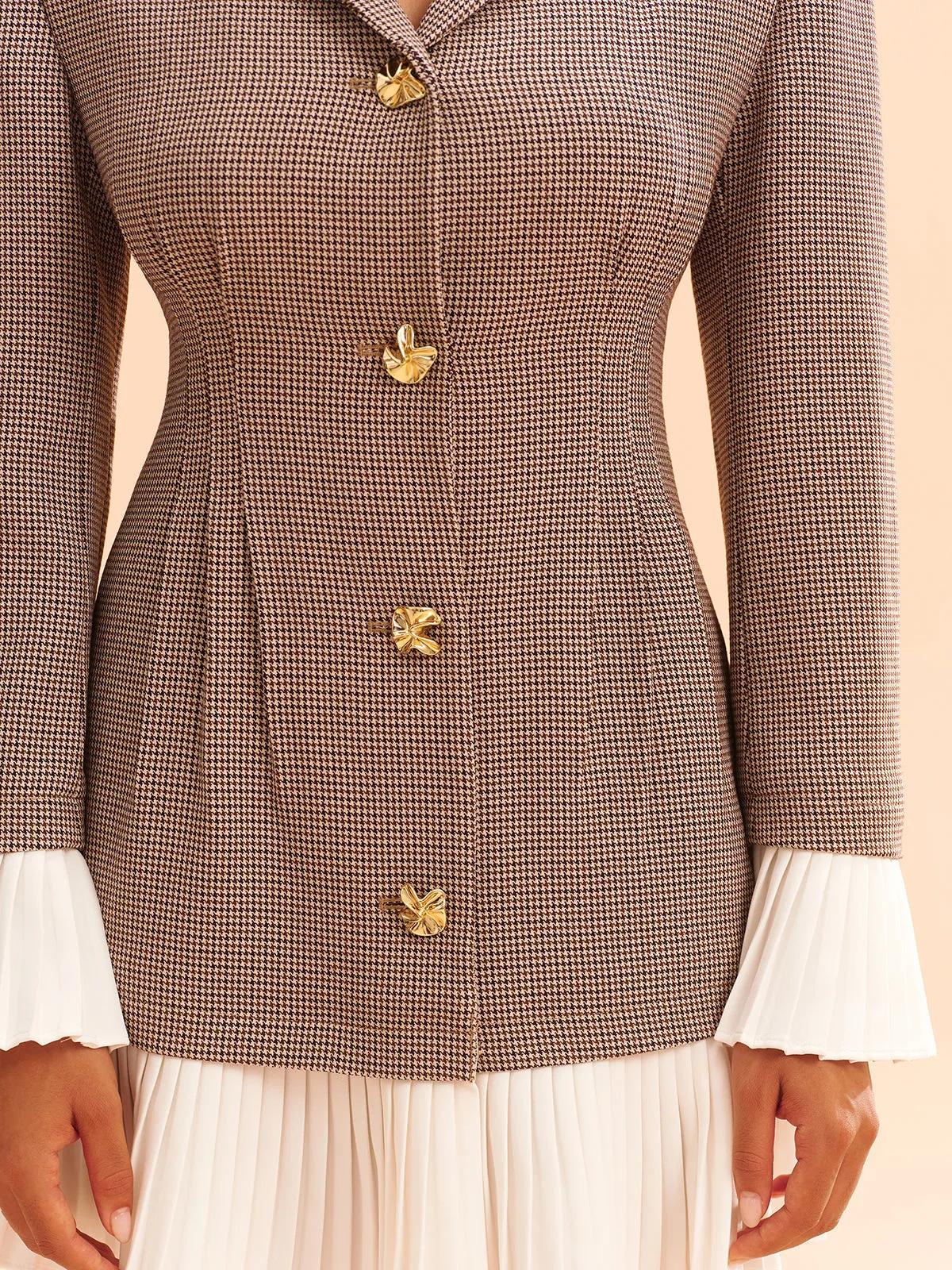 Pleated Hem Panel Houndstooth Blazer Dress sold by COMMENSE product image thumbnail 3